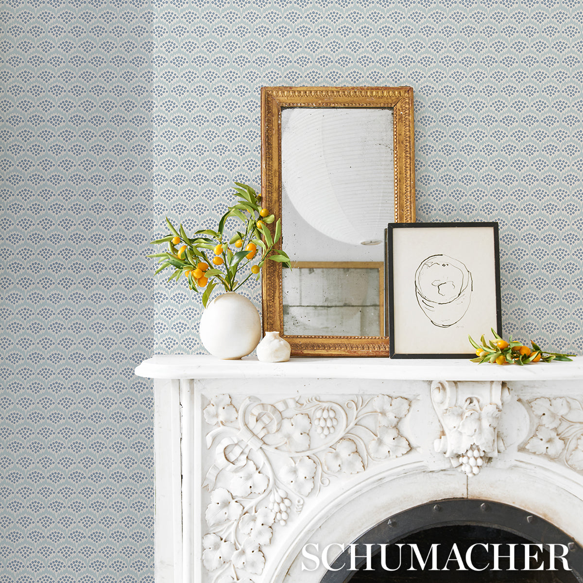 Schumacher Pollen Delft Wallpaper - Eade's Wallpaper