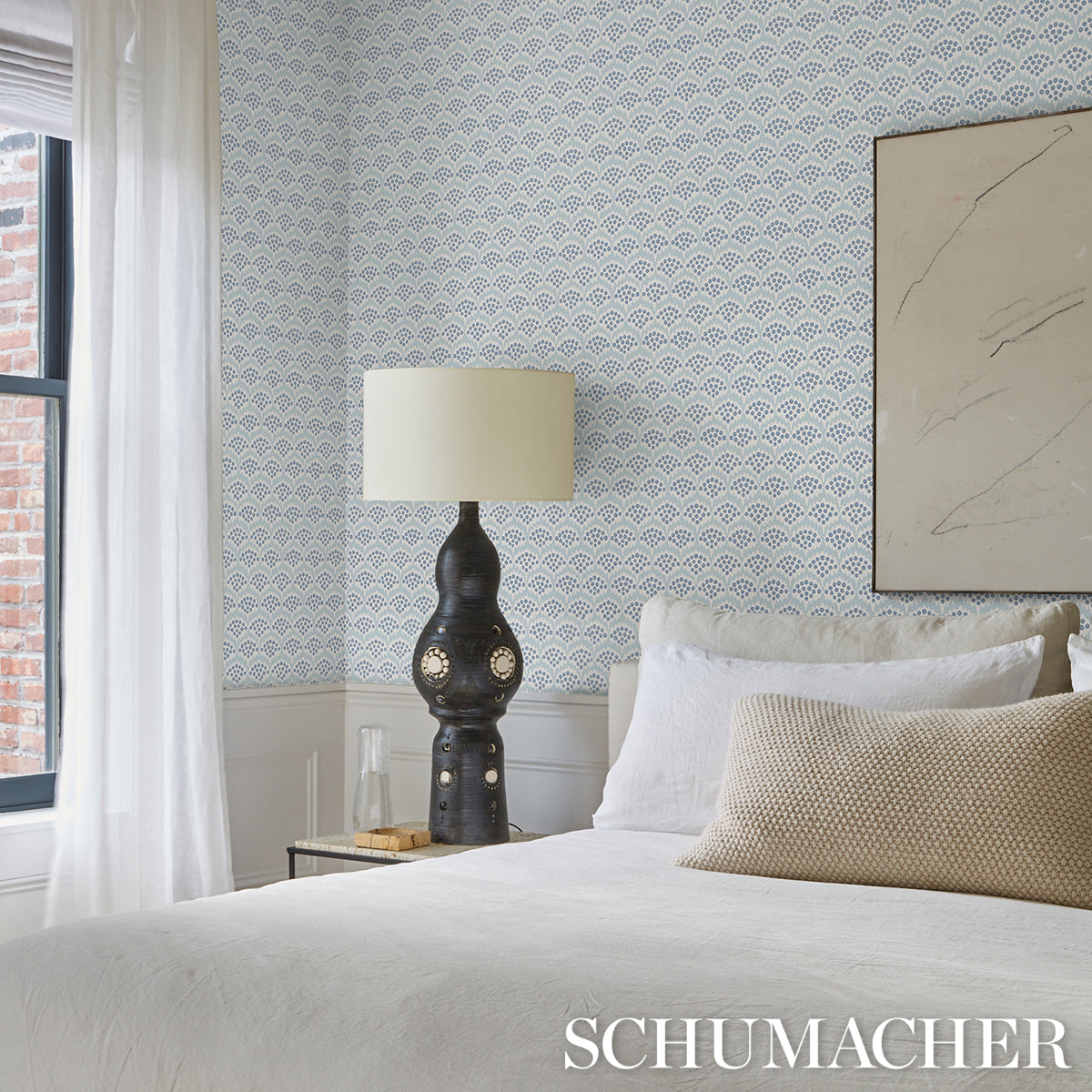 Schumacher Pollen Delft Wallpaper - Eade's Wallpaper