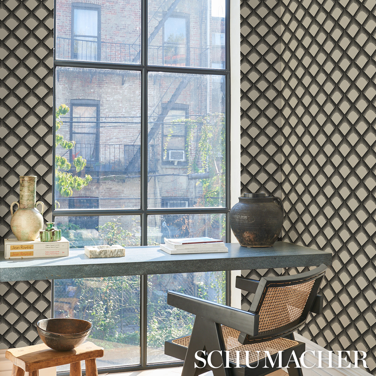Schumacher Maize Black & Cream Wallpaper - Eade's Wallpaper