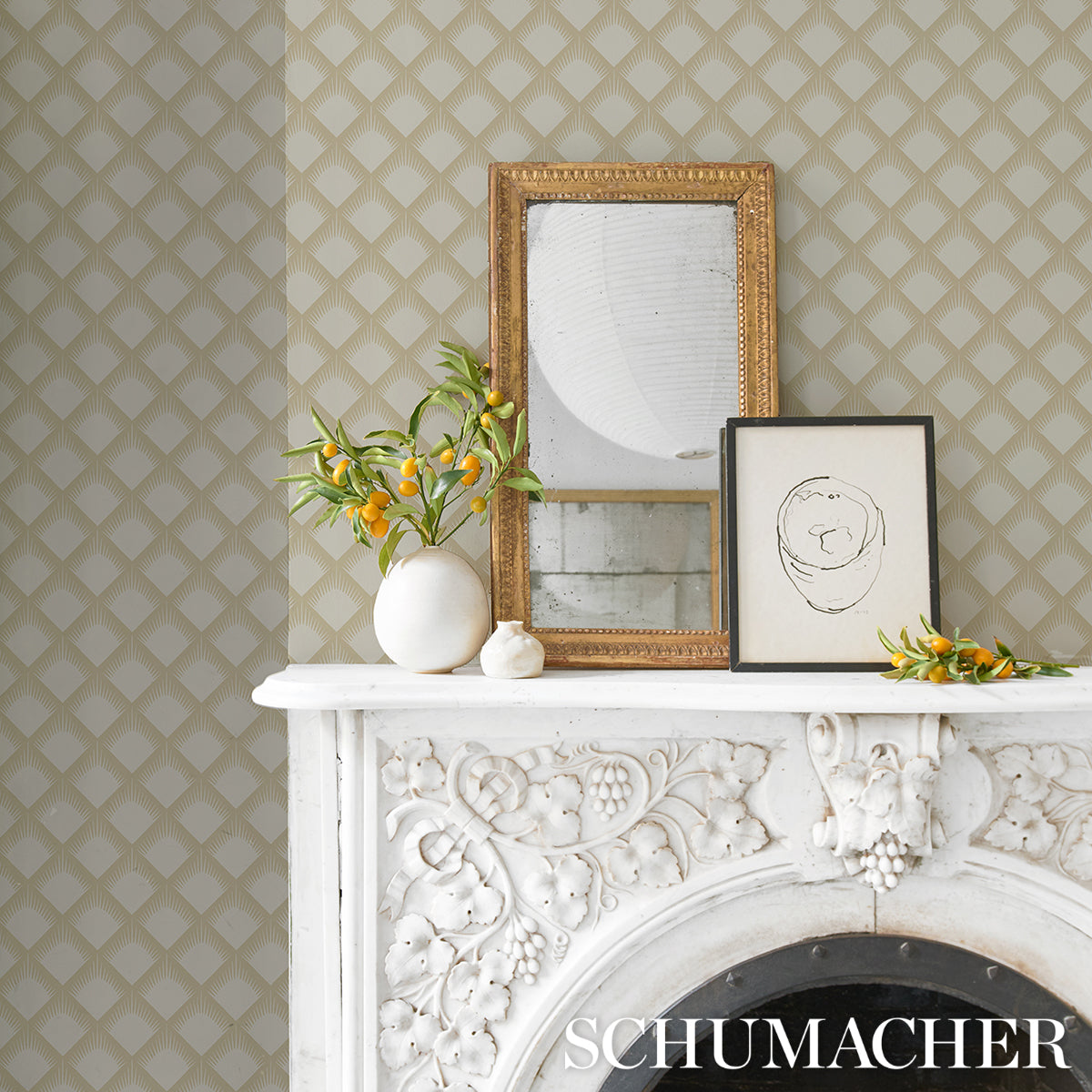 Schumacher Maize Soft Gold Wallpaper - Eade's Wallpaper