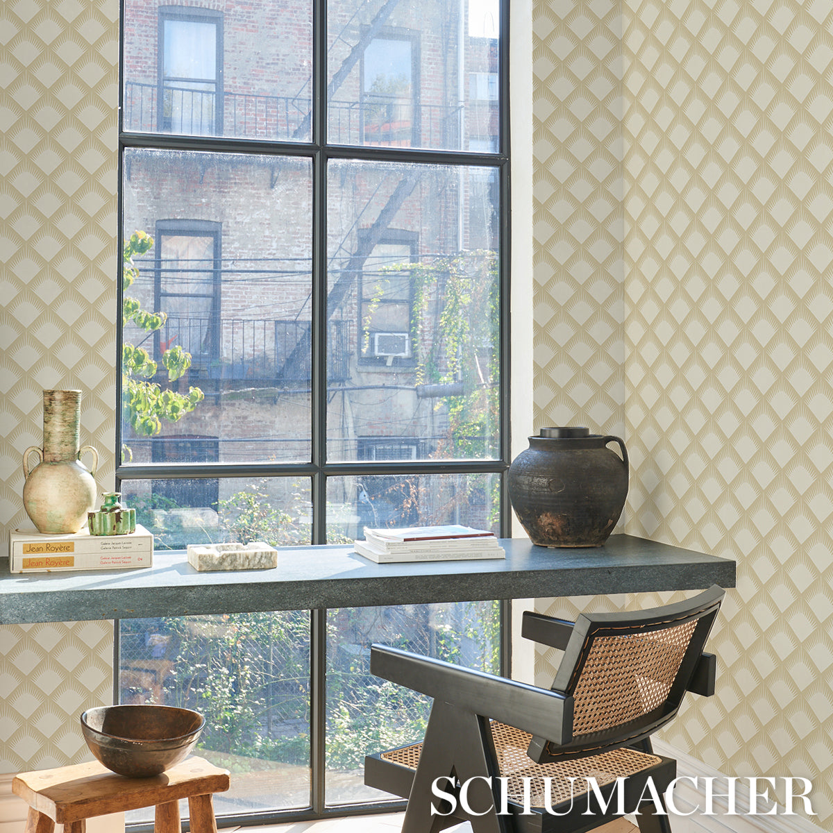Schumacher Maize Soft Gold Wallpaper - Eade's Wallpaper