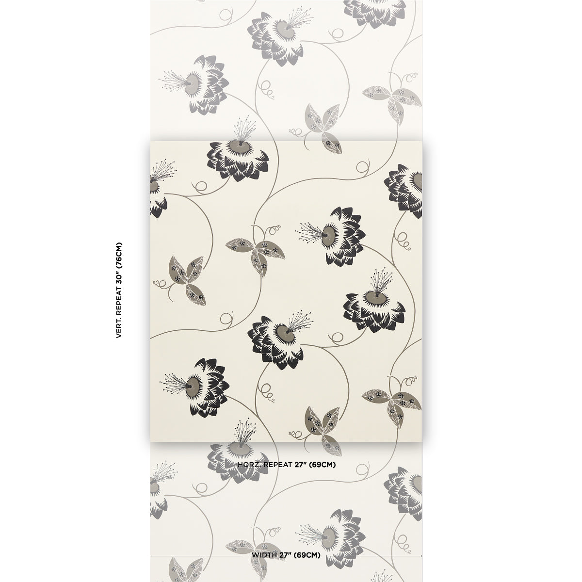 Schumacher Merlin Black & Cream Wallpaper - Eade's Wallpaper