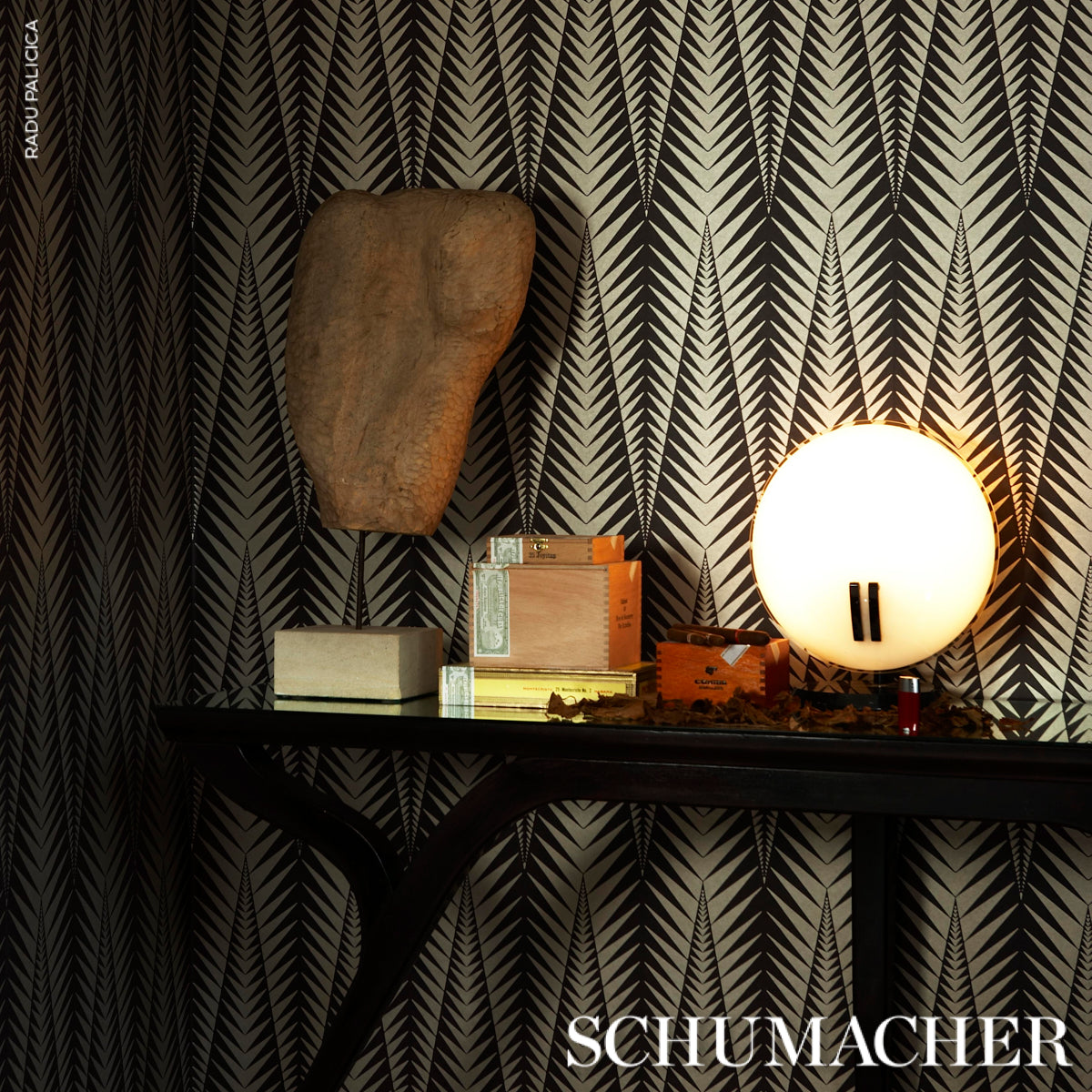 Schumacher Zebra Brown Silver Wallpaper