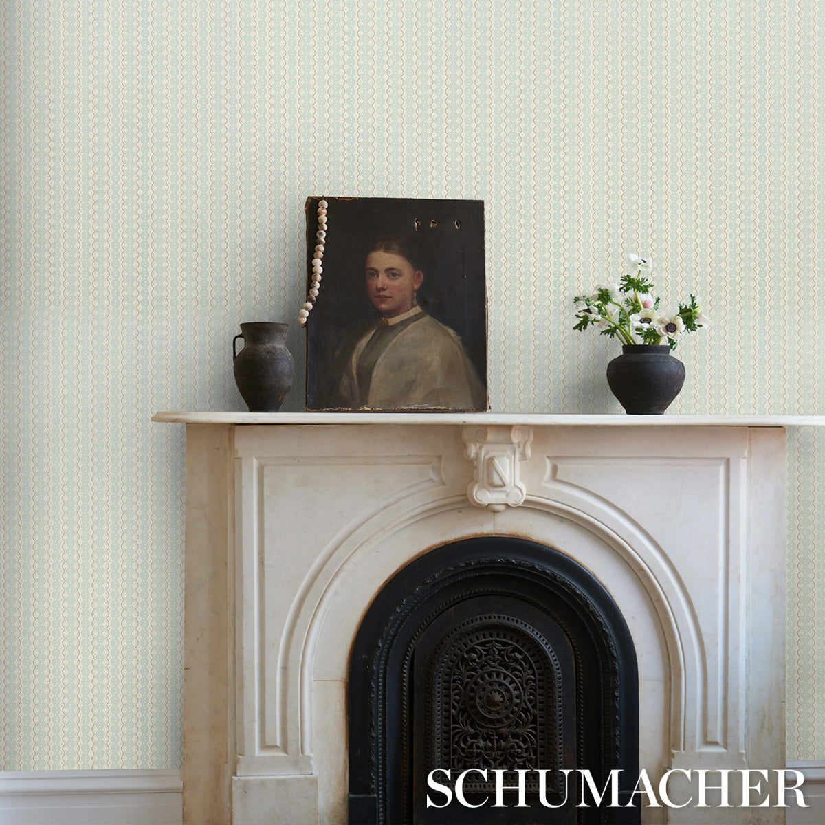 Schumacher Centipede Stripe Icing Blue Wallpaper