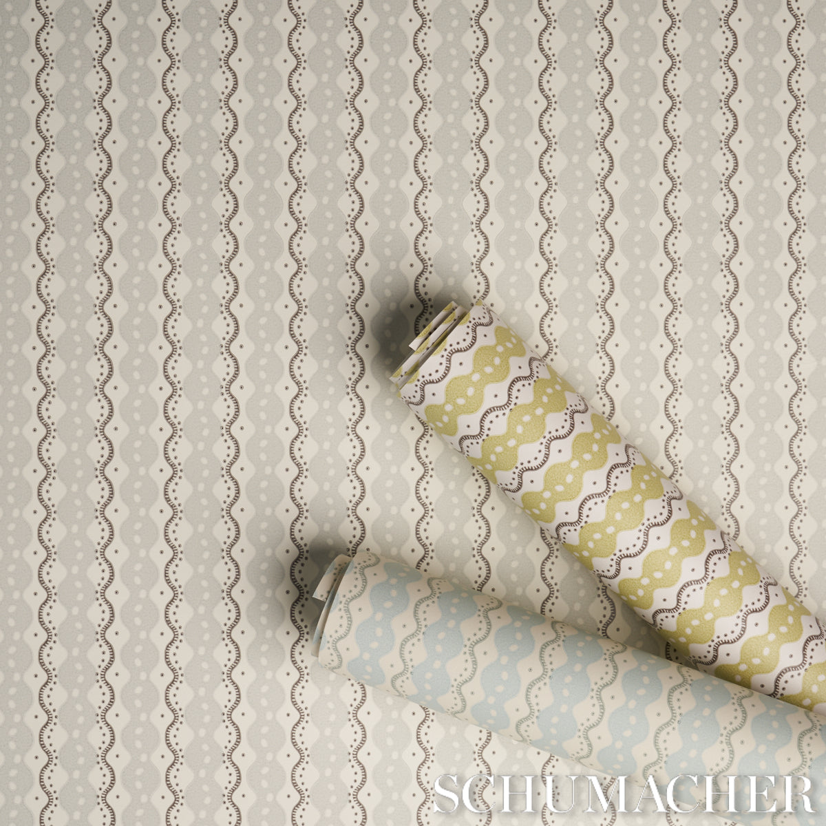 Schumacher Centipede Stripe Pumice Wallpaper