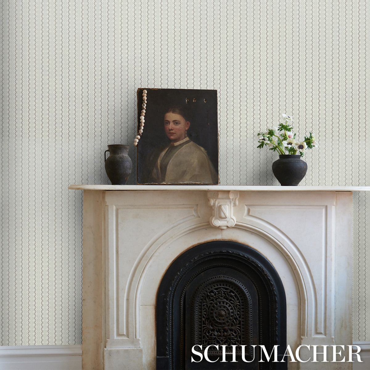 Schumacher Centipede Stripe Pumice Wallpaper