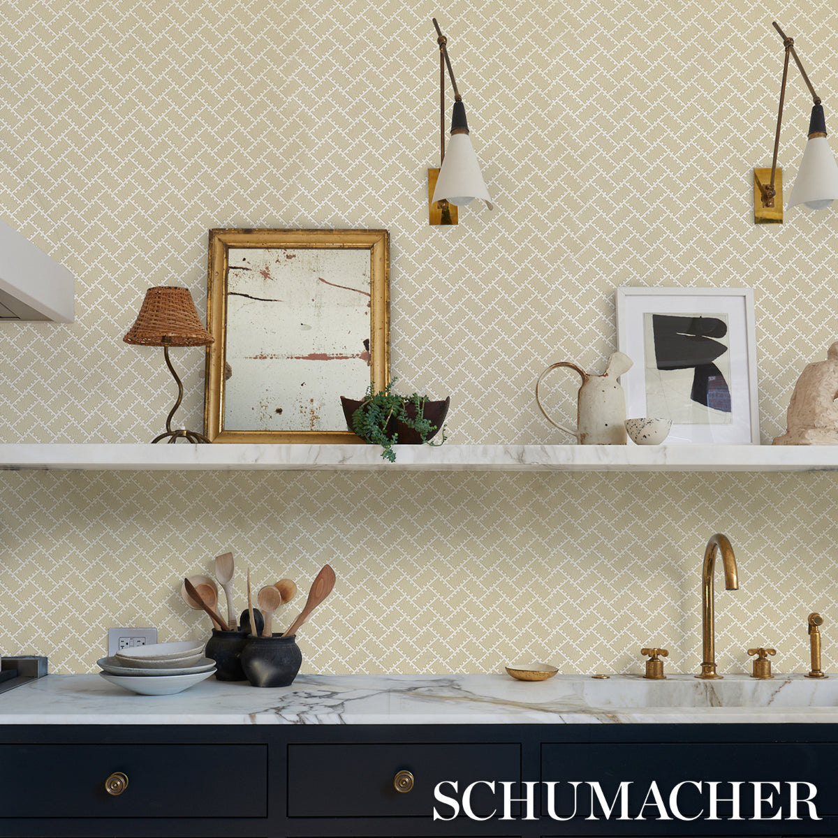 Schumacher Parterre Gold Wallpaper - Eade's Wallpaper
