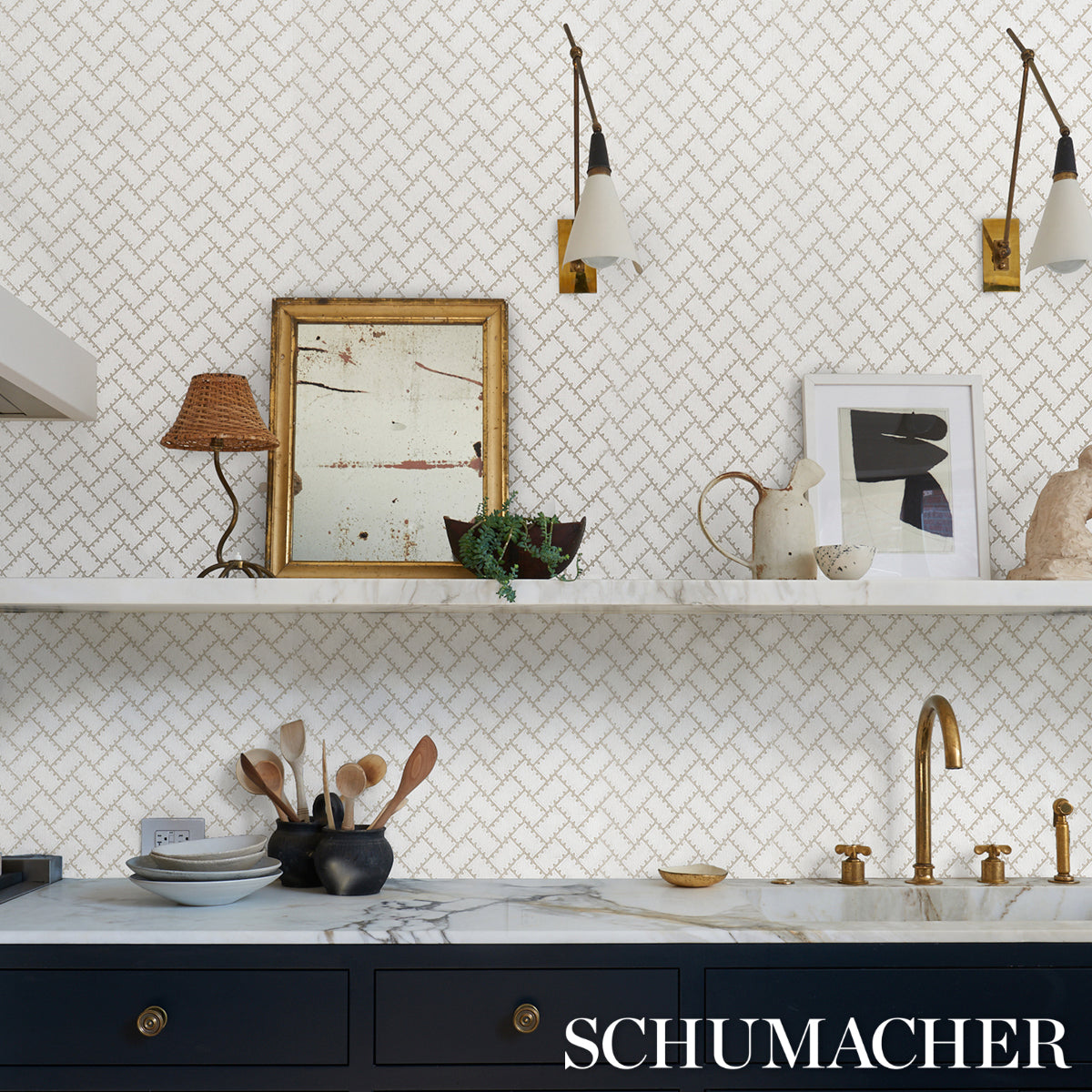 Schumacher Parterre Silver Wallpaper - Eade's Wallpaper