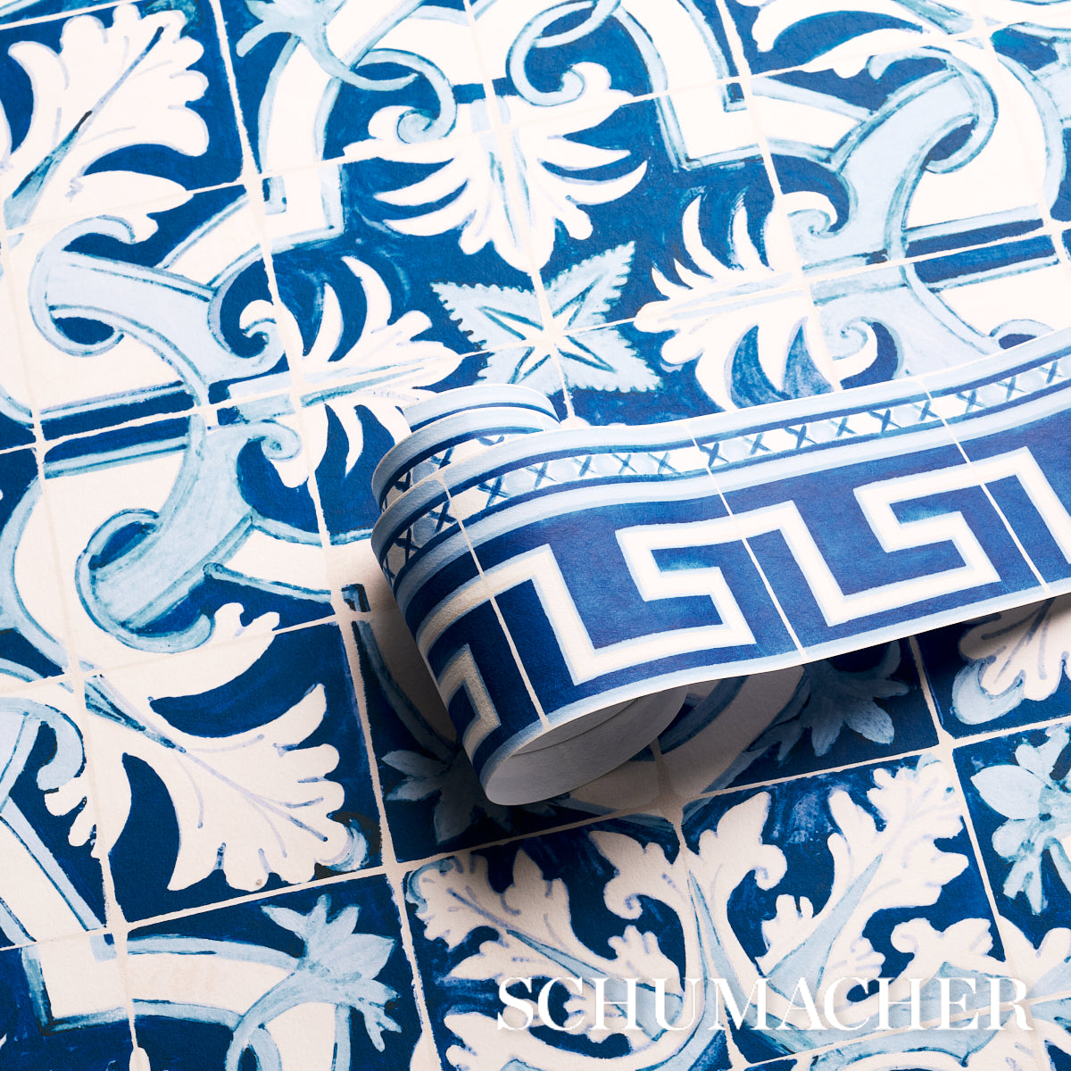 Schumacher Azulejos Azure Wallpaper