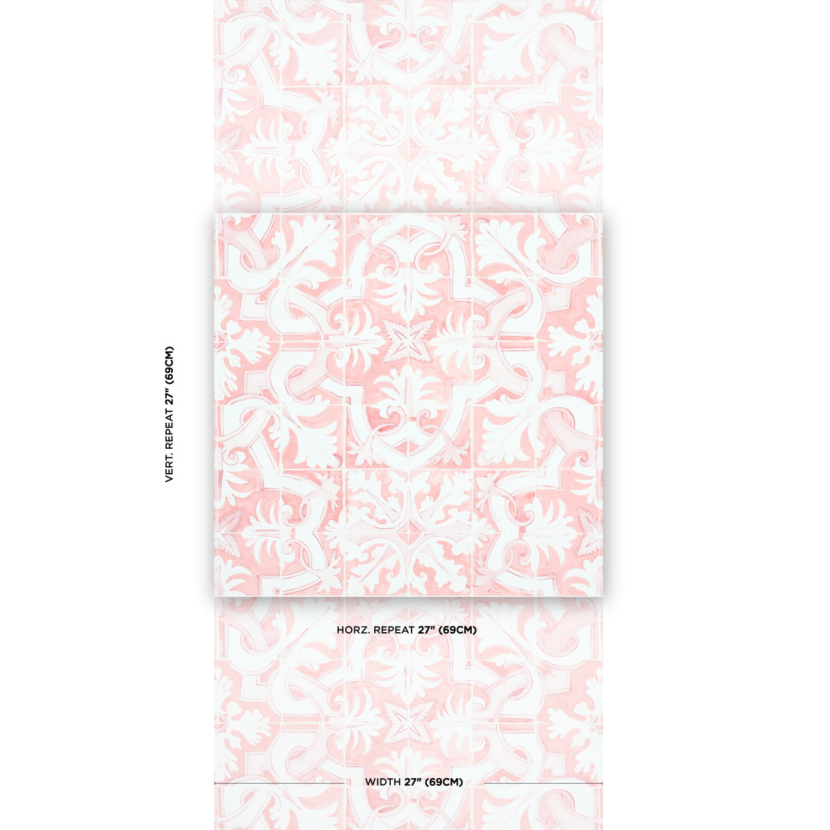 Schumacher Azulejos Pink Wallpaper