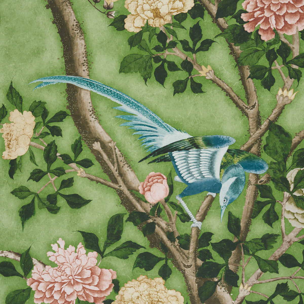 Schumacher Les Oiseaux Panel Set Apple Green Wallpaper - Eade's Wallpaper