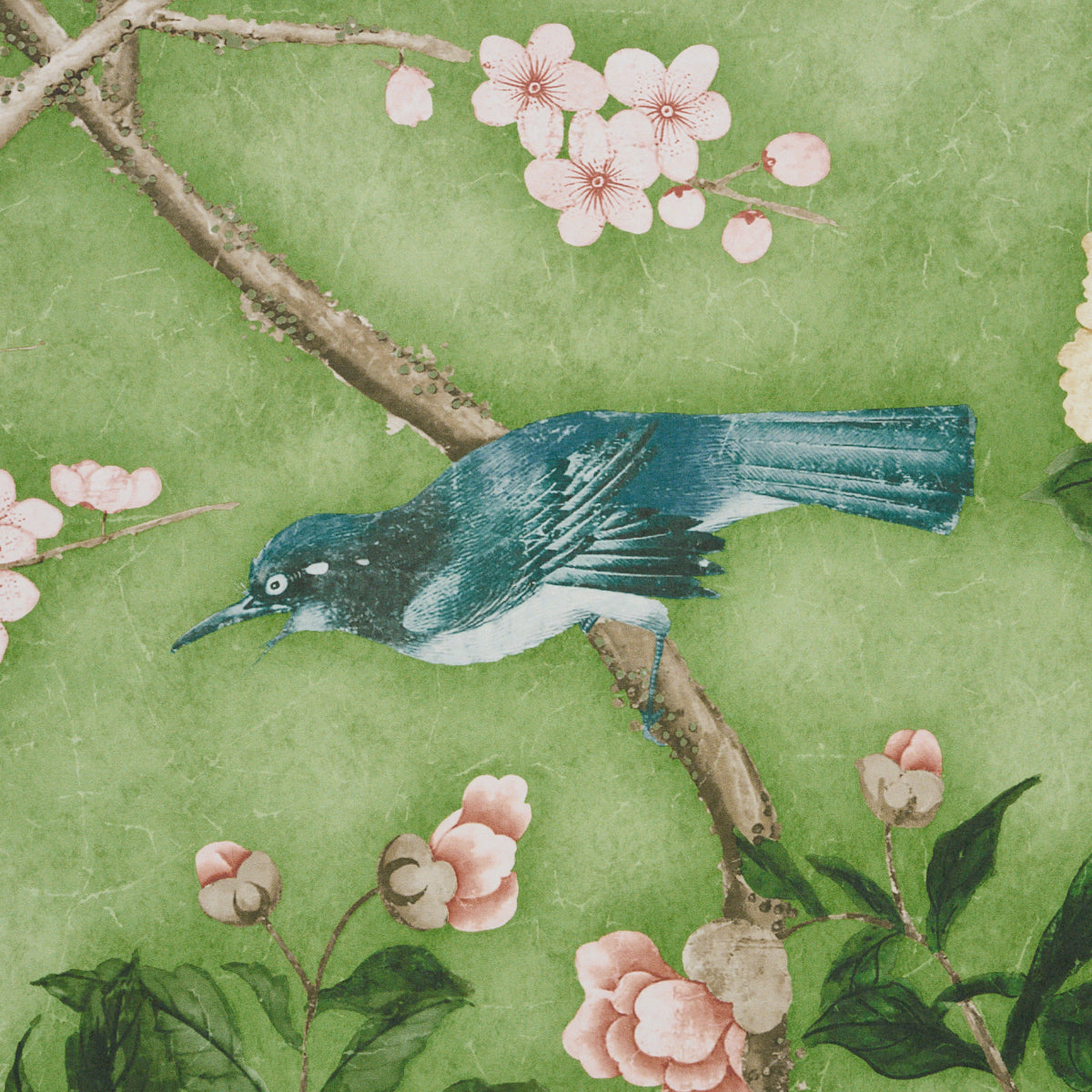 Schumacher Les Oiseaux Panel Set Apple Green Wallpaper - Eade's Wallpaper