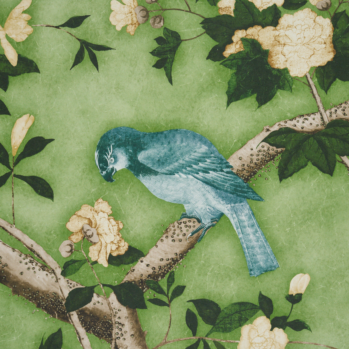 Schumacher Les Oiseaux Panel Set Apple Green Wallpaper - Eade's Wallpaper