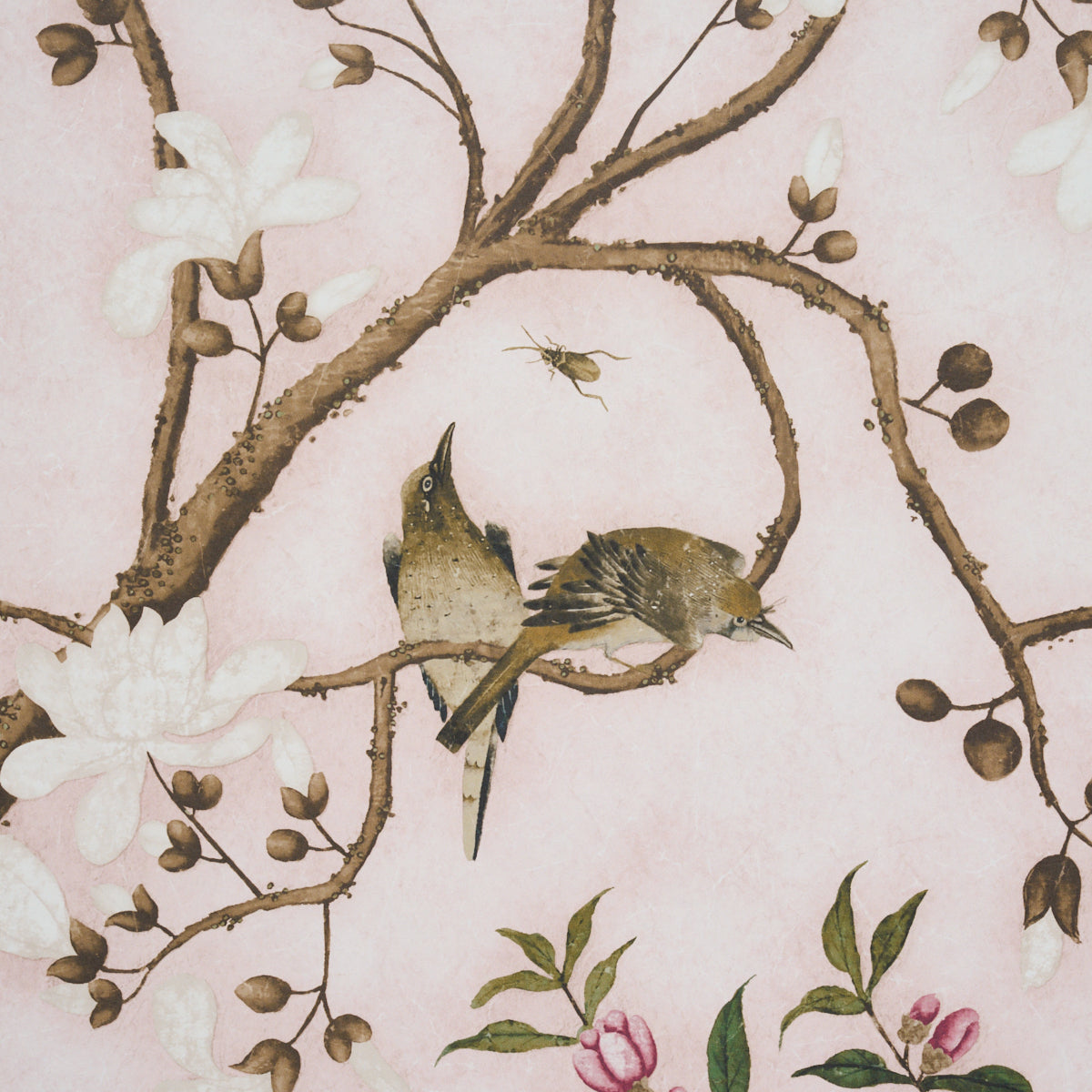 Schumacher Les Oiseaux Panel Set Blush Wallpaper - Eade's Wallpaper