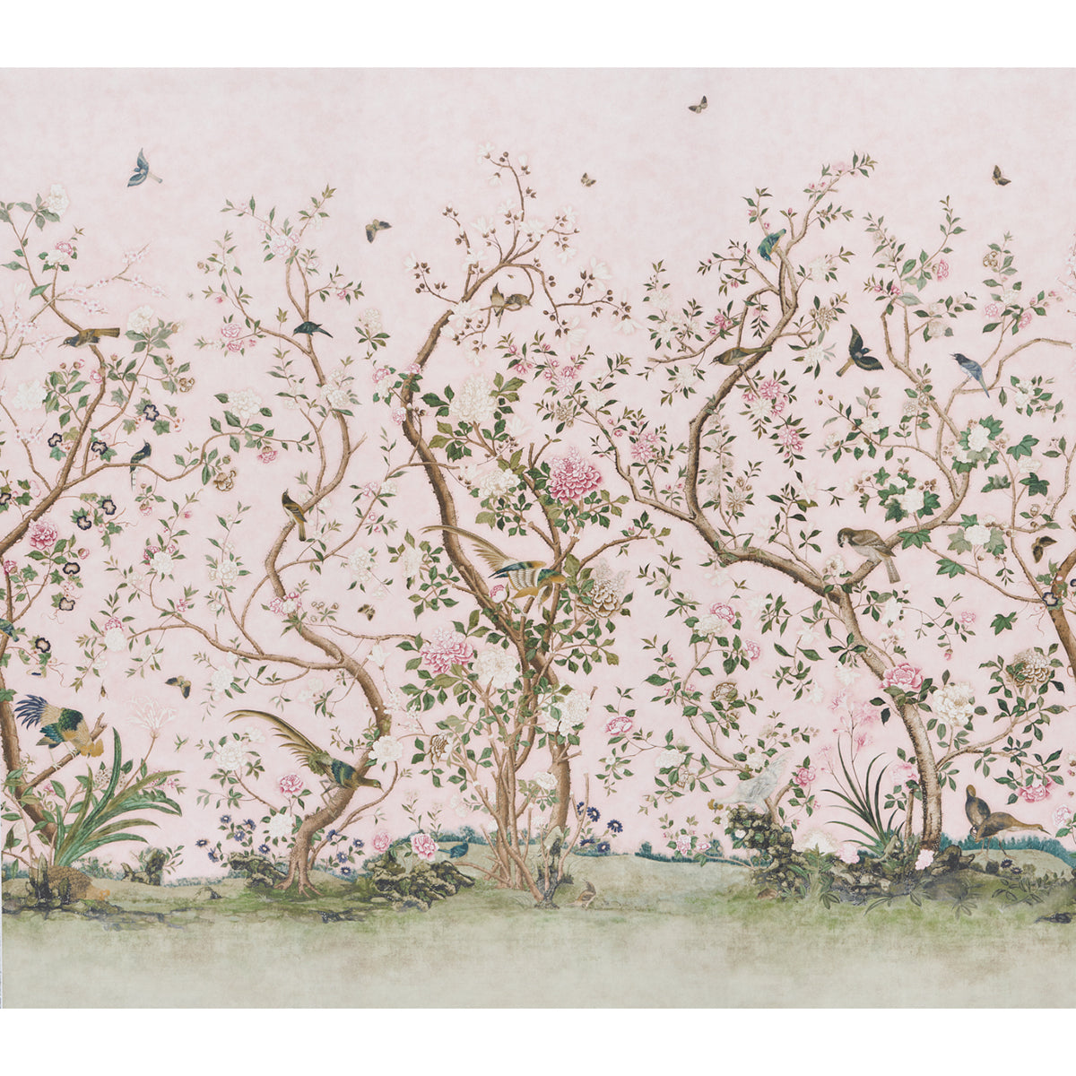 Schumacher Les Oiseaux Panel Set Blush Wallpaper - Eade's Wallpaper