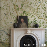 Schumacher Les Oiseaux Panel Set Parchment Wallpaper