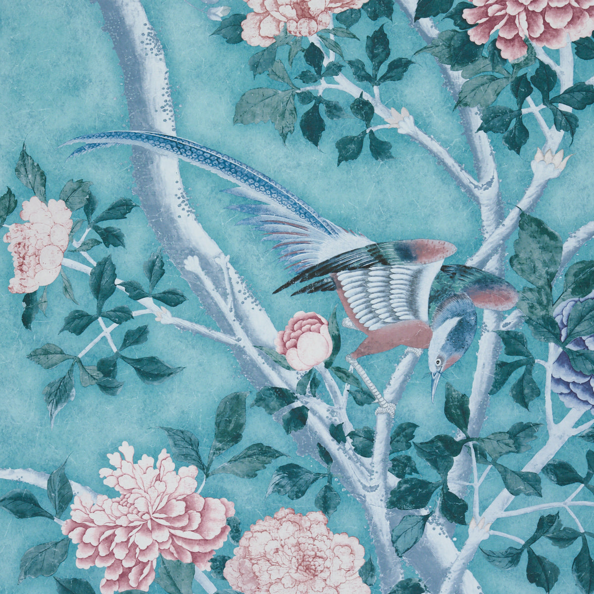 Schumacher Les Oiseaux Panel Set Blue Turquoise Wallpaper - Eade's Wallpaper