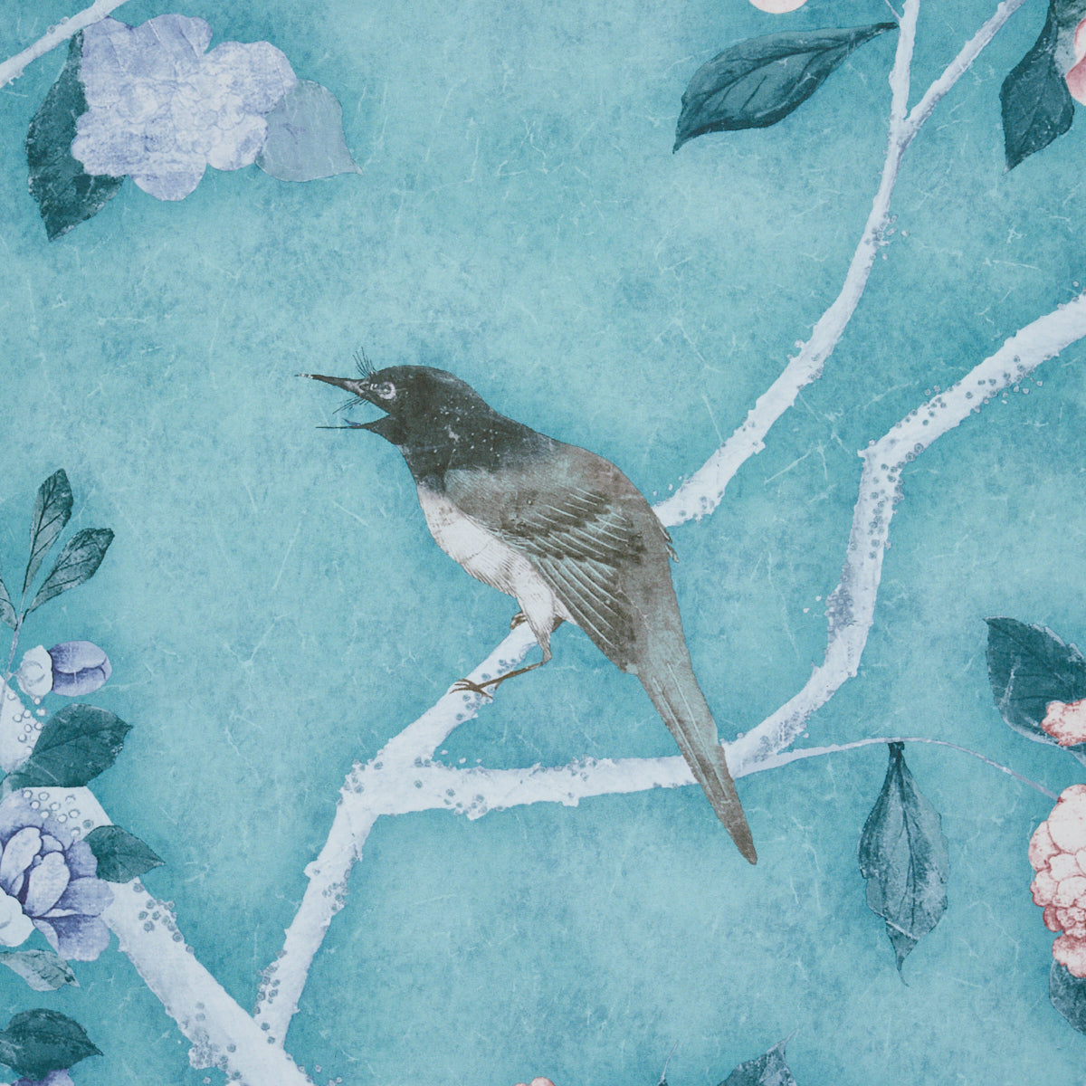Schumacher Les Oiseaux Panel Set Blue Turquoise Wallpaper - Eade's Wallpaper