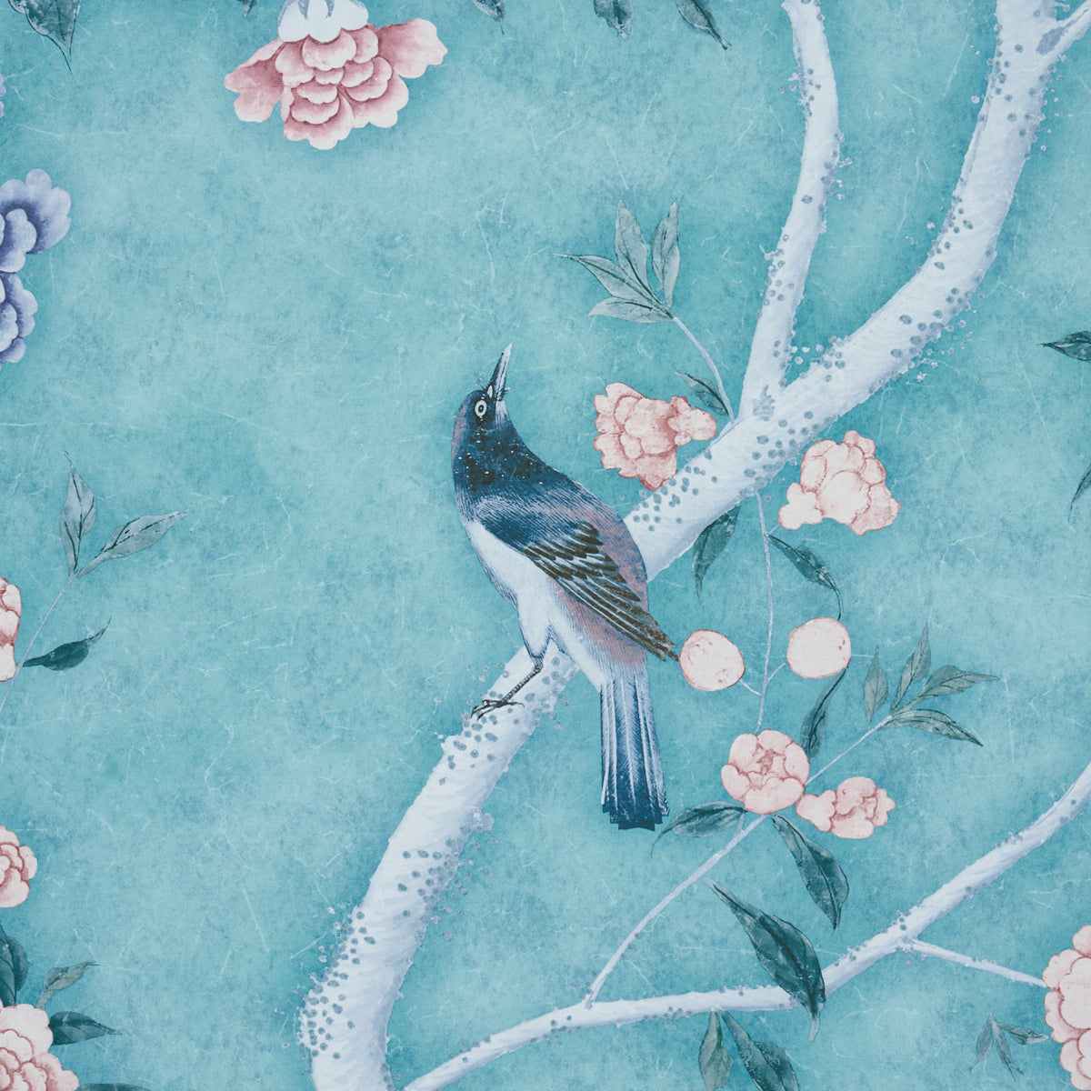 Schumacher Les Oiseaux Panel Set Blue Turquoise Wallpaper - Eade's Wallpaper