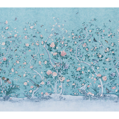 Schumacher Les Oiseaux Panel Set Blue Turquoise Wallpaper - Eade's Wallpaper