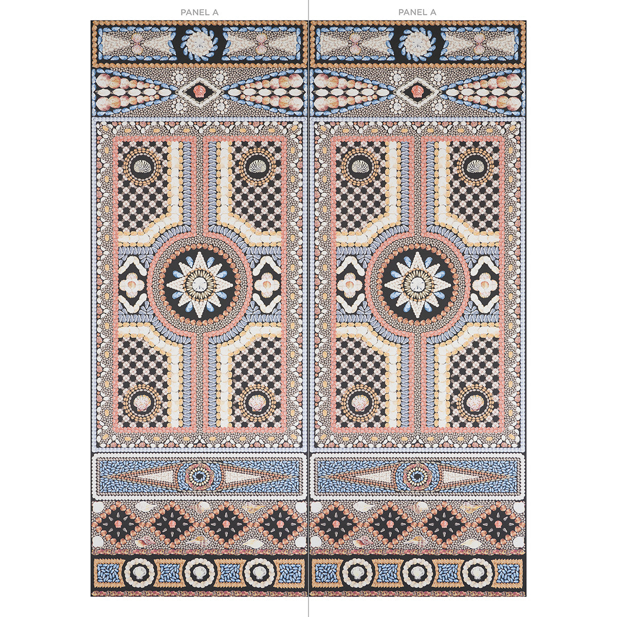 Schumacher Shell Grotto Panel A Onyx Multi Wallpaper - Eade's Wallpaper