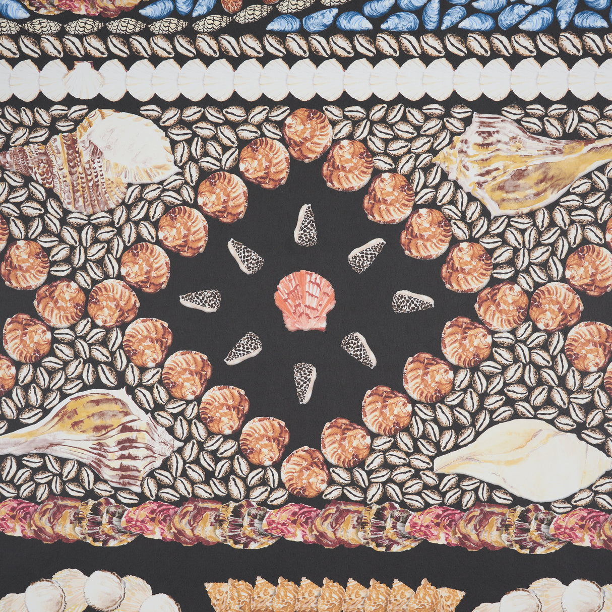 Schumacher Shell Grotto Panel A Onyx Multi Wallpaper - Eade's Wallpaper