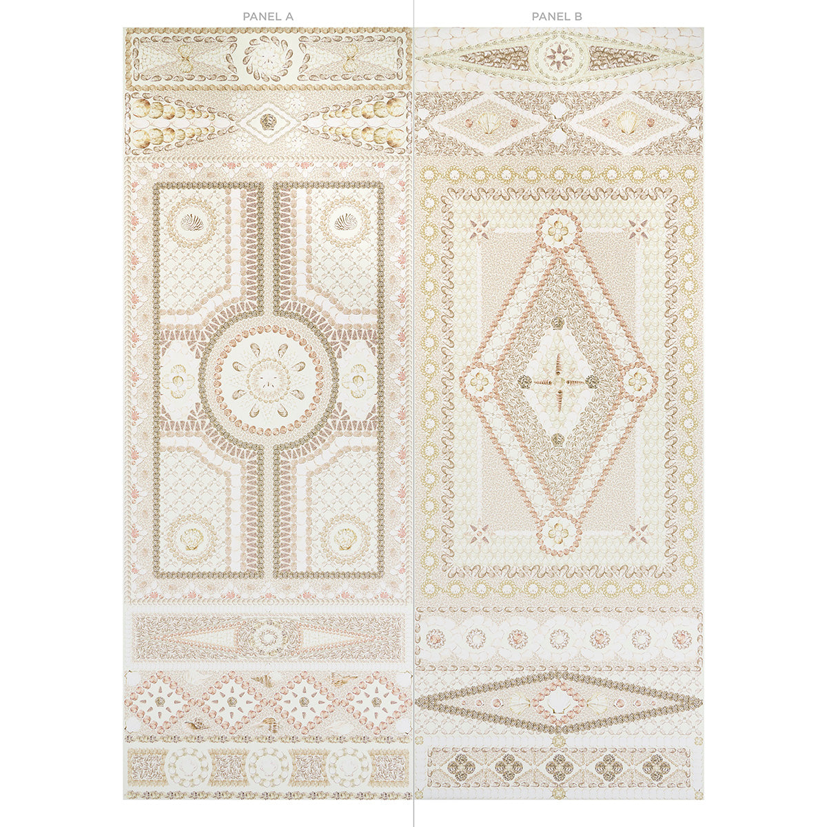 Schumacher Shell Grotto Panel A Sand Wallpaper - Eade's Wallpaper