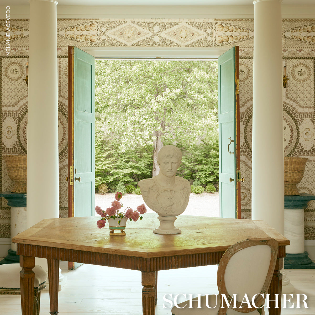 Schumacher Shell Grotto Panel A Sand Wallpaper - Eade's Wallpaper