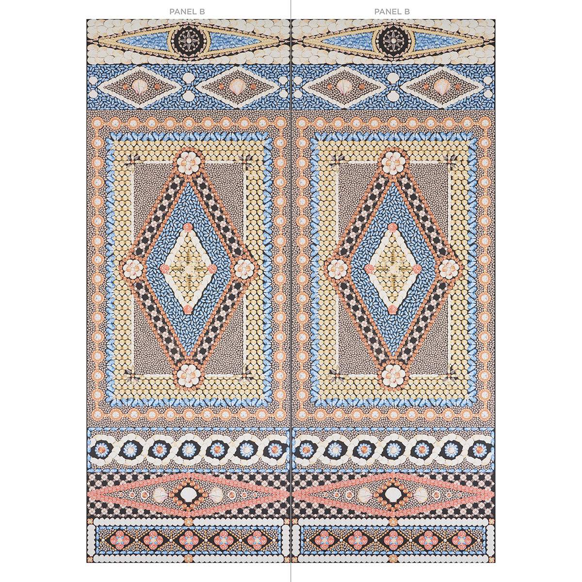 Schumacher Shell Grotto Panel B Onyx Multi Wallpaper - Eade's Wallpaper