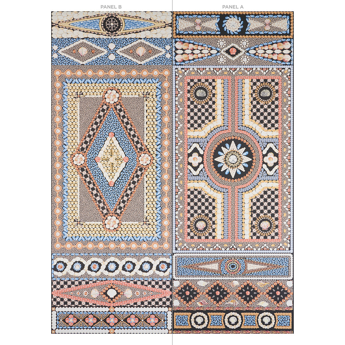 Schumacher Shell Grotto Panel B Onyx Multi Wallpaper - Eade's Wallpaper