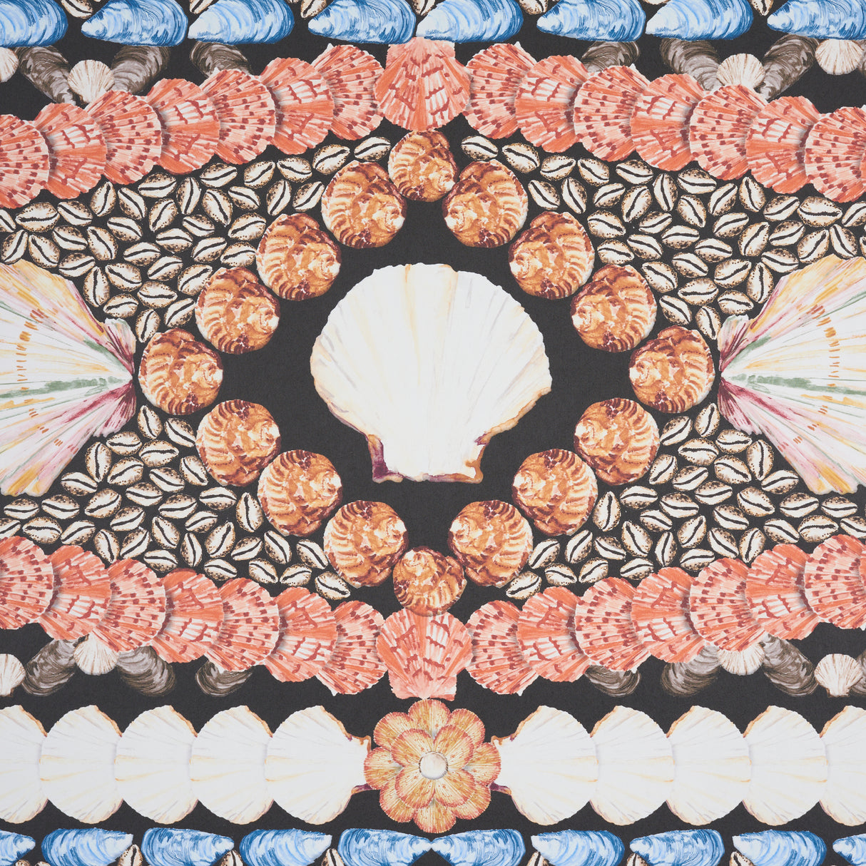 Schumacher Shell Grotto Panel B Onyx Multi Wallpaper - Eade's Wallpaper