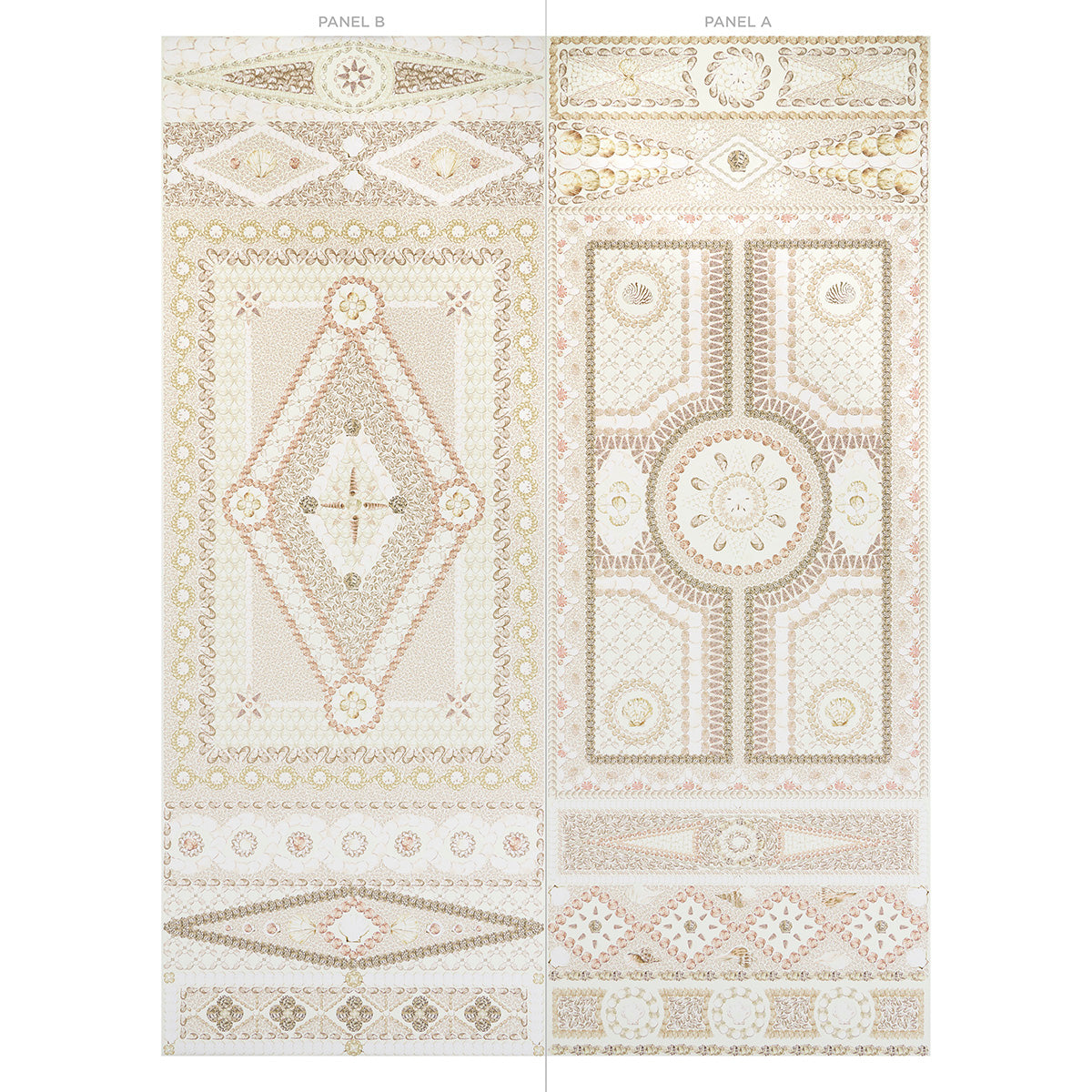 Schumacher Shell Grotto Panel B Sand Wallpaper - Eade's Wallpaper