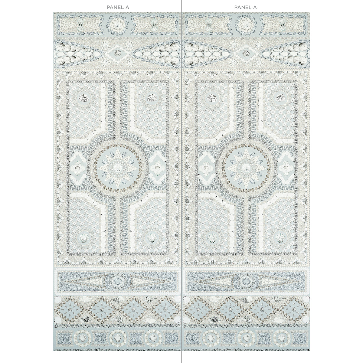 Schumacher Shell Grotto Panel A Seafoam Wallpaper