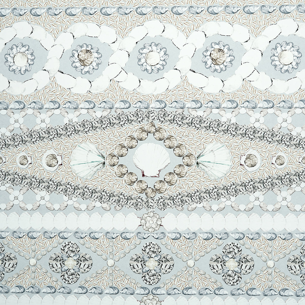 Schumacher Shell Grotto Panel B Seafoam Wallpaper