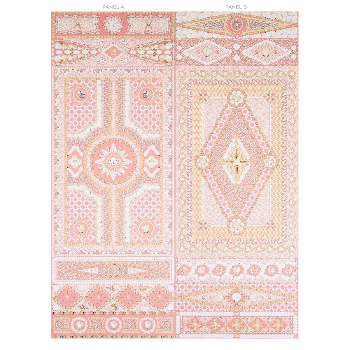 Schumacher Shell Grotto Panel A Coral Wallpaper - Eade's Wallpaper