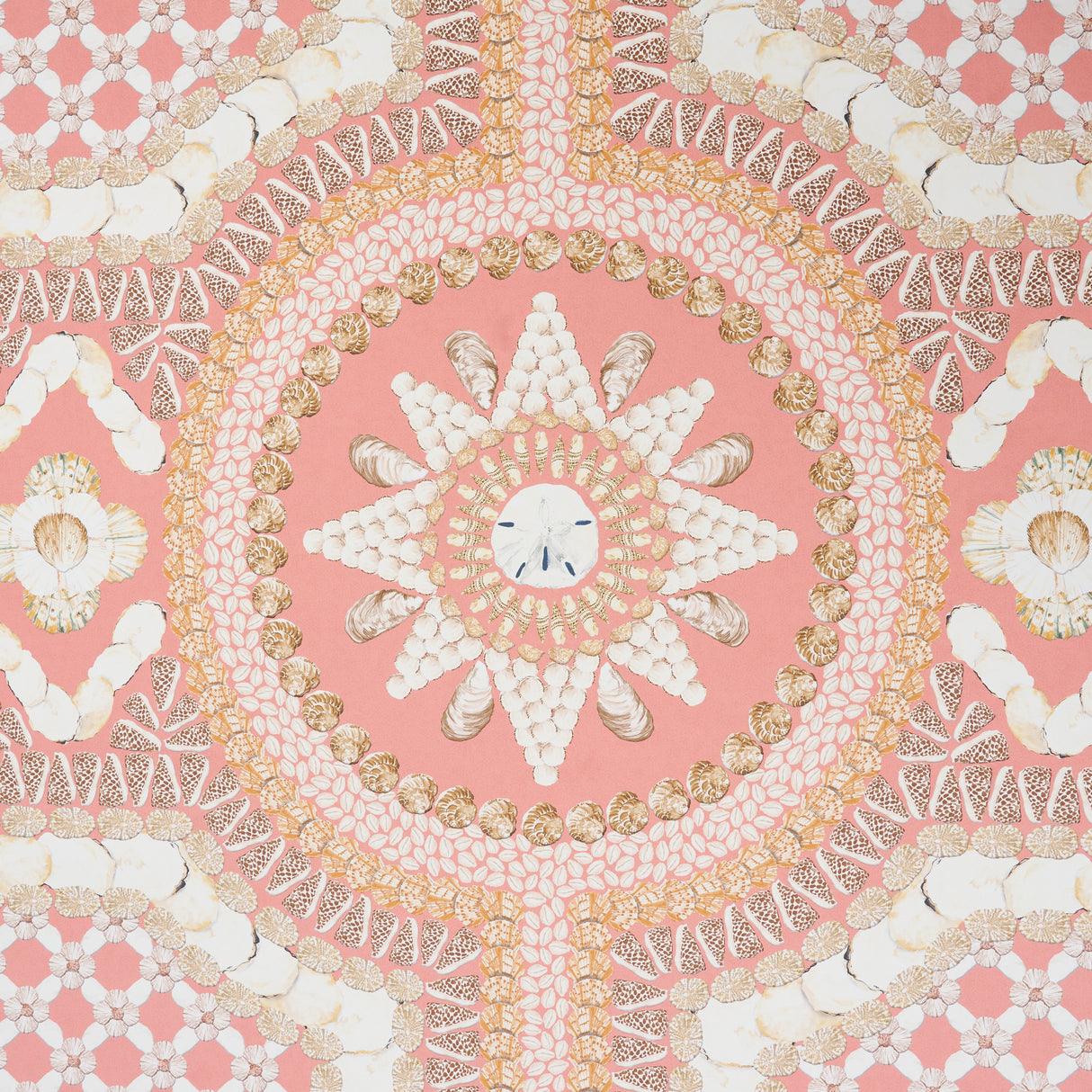 Schumacher Shell Grotto Panel A Coral Wallpaper - Eade's Wallpaper
