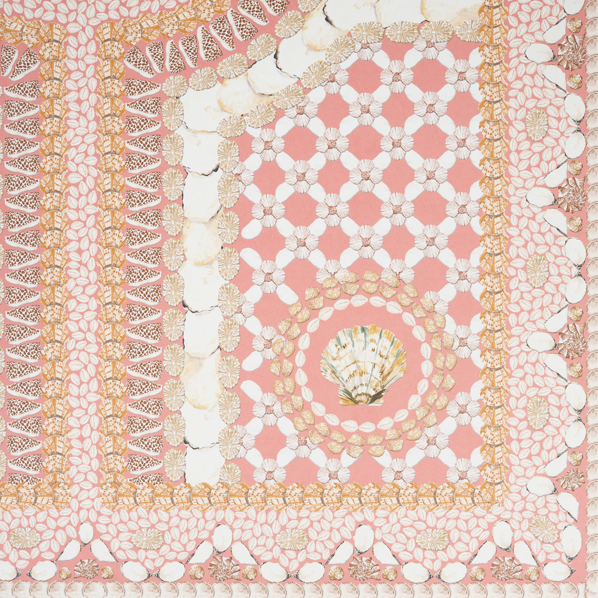 Schumacher Shell Grotto Panel A Coral Wallpaper - Eade's Wallpaper