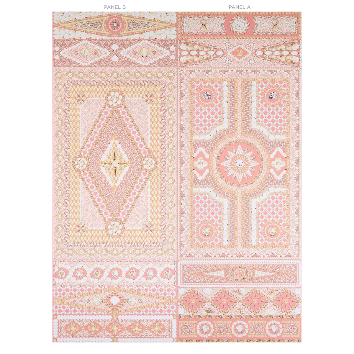 Schumacher Shell Grotto Panel B Coral Wallpaper - Eade's Wallpaper