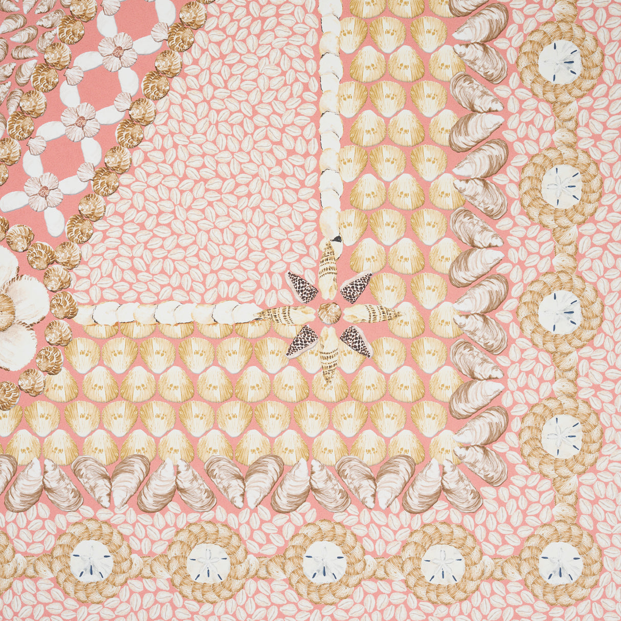 Schumacher Shell Grotto Panel B Coral Wallpaper - Eade's Wallpaper