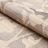 Schumacher Kantha Embroidered Flower Sisal Carbon Wallpaper