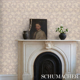 Schumacher Kantha Embroidered Flower Sisal Carbon Wallpaper