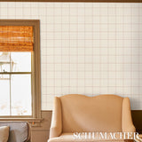 Schumacher Windowpane Embroidered Sisal Java Wallpaper