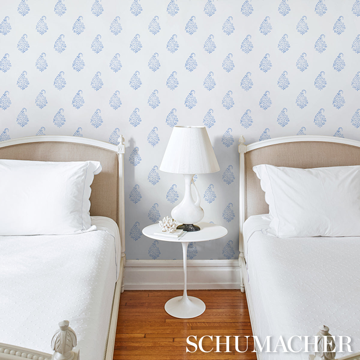 Schumacher Kerala Paisley Ii Blue Wallpaper