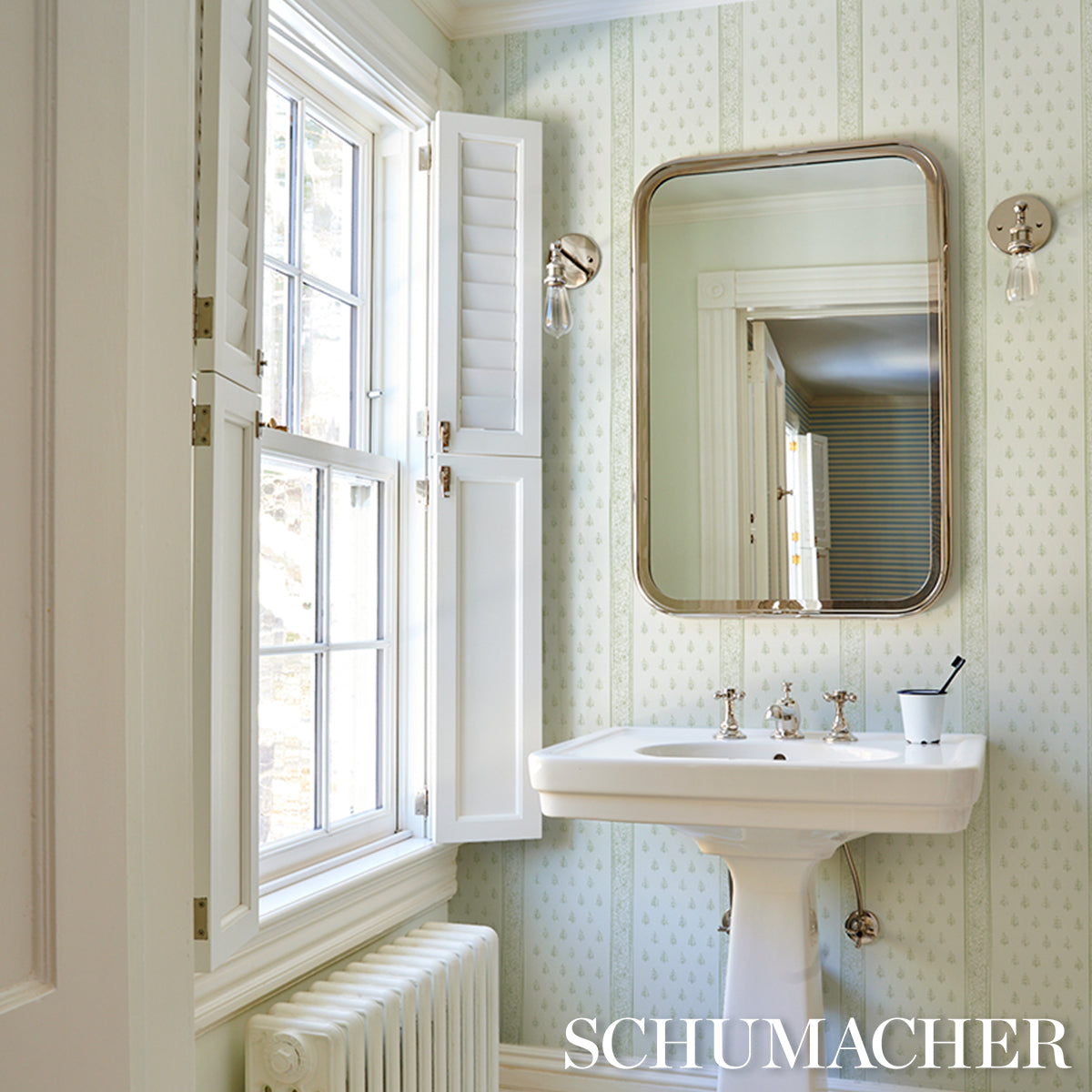 Schumacher Katsura Stripe Ii Leaf Wallpaper