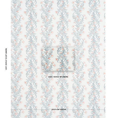 Schumacher Tasmanian Mimosa Pink & Grey Wallpaper - Eade's Wallpaper