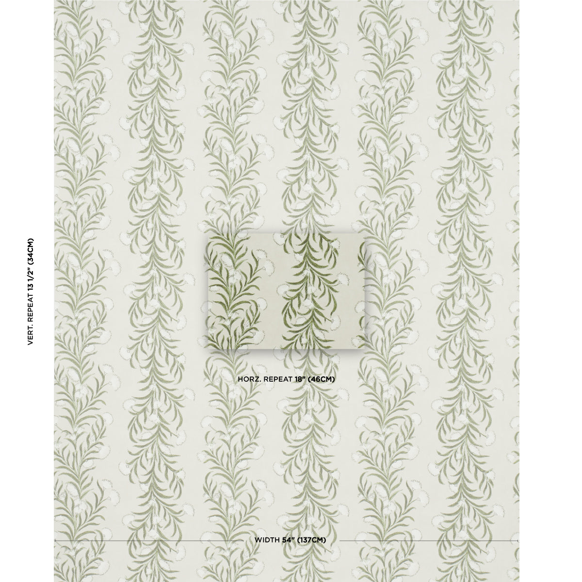 Schumacher 5015362 TASMANIAN MIMOSA in IVORY & GREEN Wallpap