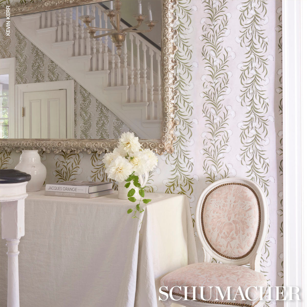 Schumacher 5015362 TASMANIAN MIMOSA in IVORY & GREEN Wallpap