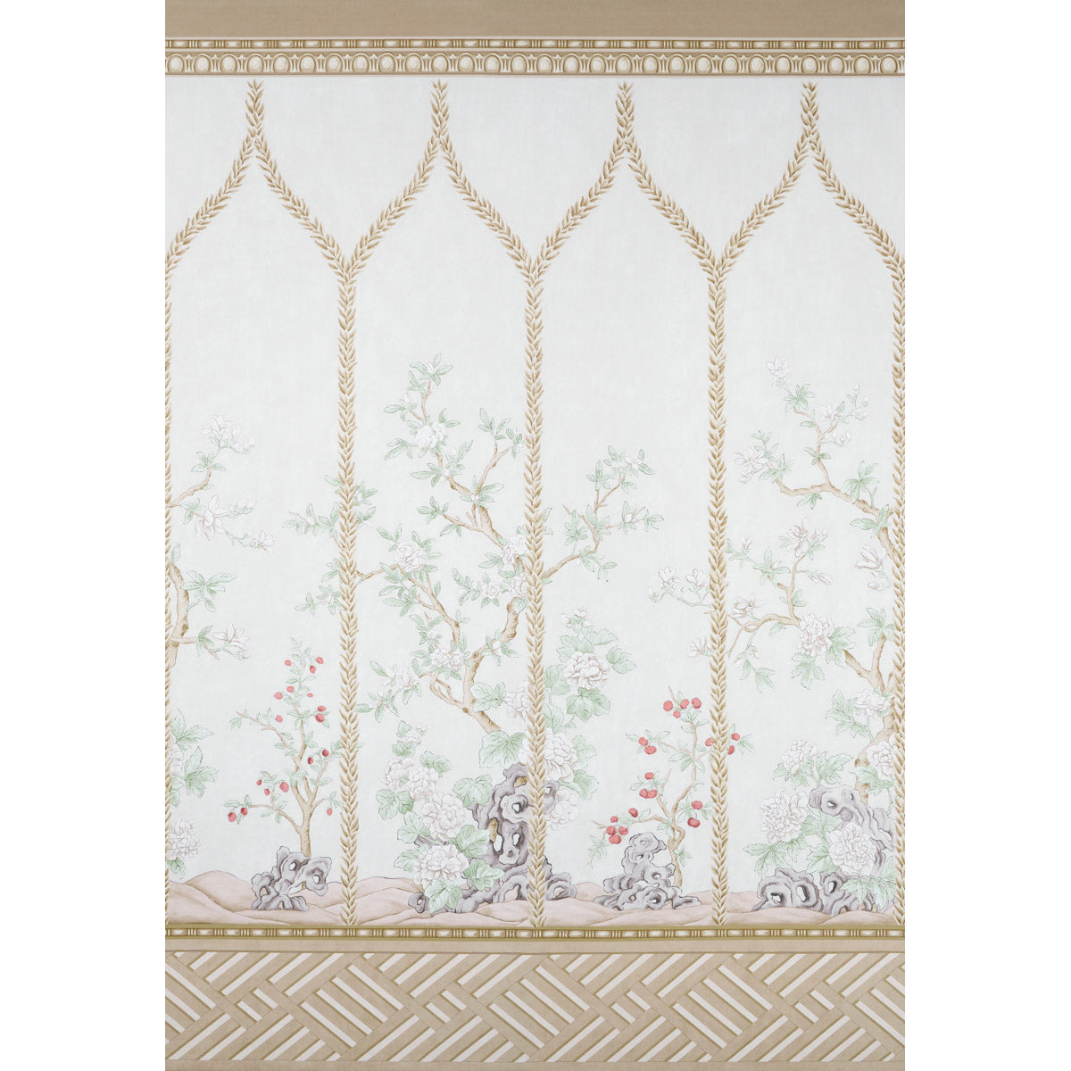 Schumacher Victoria Panel Set Stone Wallpaper