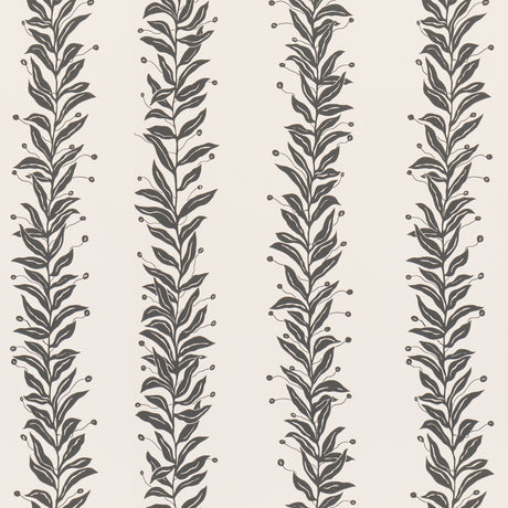 Schumacher Tendril Stripe Black & Cream Wallpaper - Eade's Wallpaper