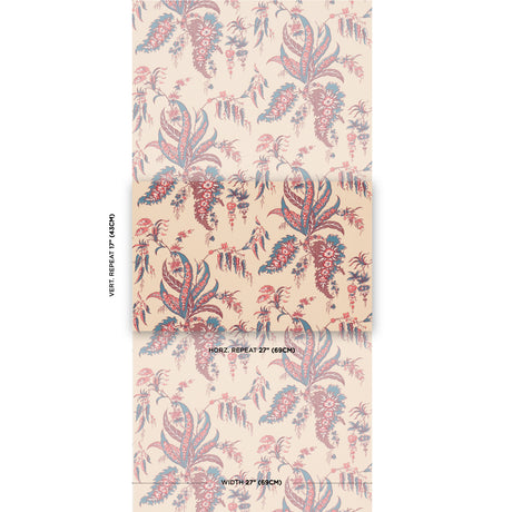 Schumacher Apolline Botanical Rouge & Bleu Wallpaper